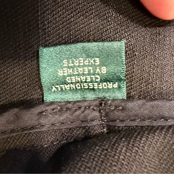 RALPH LAUREN Womens Black Denim Trench Coat Jacket Leather Collar Vtg Sz M - Picture 9 of 12